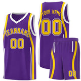 Custom Purple Gold-White Ribbon Pattern Basketball Kits