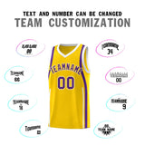 Custom Gold Purple-White Ribbon Pattern Basketball Kits