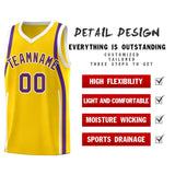 Custom Gold Purple-White Ribbon Pattern Basketball Kits
