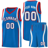 Custom Royal Red-White Ribbon Pattern Basketball Kits