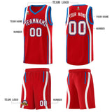 Custom Red Royal-White Ribbon Pattern Basketball Kits