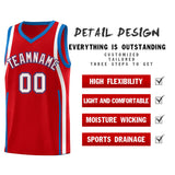Custom Red Royal-White Ribbon Pattern Basketball Kits