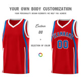 Custom Red Royal-White Ribbon Pattern Basketball Kits
