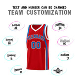 Custom Red Royal-White Ribbon Pattern Basketball Kits