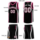 Custom Black Pink-White Ribbon Pattern Basketball Kits