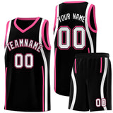 Custom Black Pink-White Ribbon Pattern Basketball Kits