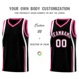Custom Black Pink-White Ribbon Pattern Basketball Kits