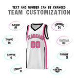 Custom White Pink-Black Ribbon Pattern Basketball Kits