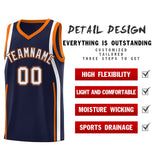 Custom Navy Orange-White Ribbon Pattern Basketball Kits