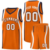 Custom Orange Navy-White Ribbon Pattern Basketball Kits