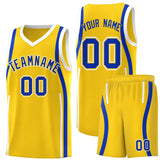Custom Gold Royal-White Ribbon Pattern Basketball Kits