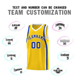 Custom Gold Royal-White Ribbon Pattern Basketball Kits