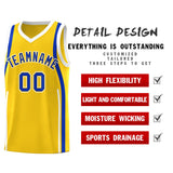 Custom Gold Royal-White Ribbon Pattern Basketball Kits