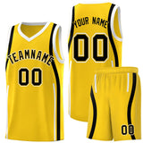 Custom Gold Black-White Ribbon Pattern Basketball Kits
