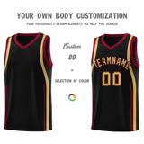 Custom Black Crimson-Old Gold Ribbon Pattern Basketball Kits