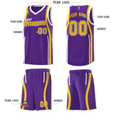 Custom Purple Gold-White Ribbon Pattern Basketball Kits