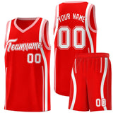Custom Light Red Light Pink-White Ribbon Pattern Basketball Kits