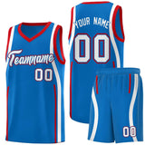 Custom Royal Red-White Ribbon Pattern Basketball Kits