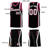 Custom Black Pink-White Ribbon Pattern Basketball Kits