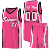 Custom Pink Black-White Ribbon Pattern Basketball Kits