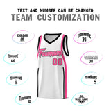 Custom White Pink-Black Ribbon Pattern Basketball Kits
