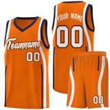 Custom Orange Navy-White Ribbon Pattern Basketball Kits