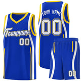 Custom Royal Gold-White Ribbon Pattern Basketball Kits