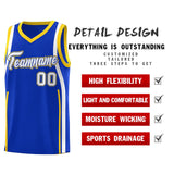 Custom Royal Gold-White Ribbon Pattern Basketball Kits