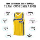 Custom Gold Royal-White Ribbon Pattern Basketball Kits