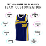 Custom Navy Gold-White Ribbon Pattern Basketball Kits