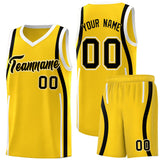 Custom Gold Black-White Ribbon Pattern Basketball Kits