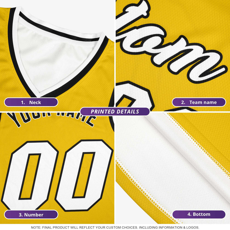 Custom White Royal-Gold Ribbon Pattern Basketball Kits