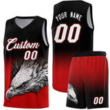 Custom Black Red Eagle Pattern Graffiti Pattern Sports Uniform Basketball Jersey