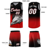 Custom Black Red Eagle Pattern Graffiti Pattern Sports Uniform Basketball Jersey
