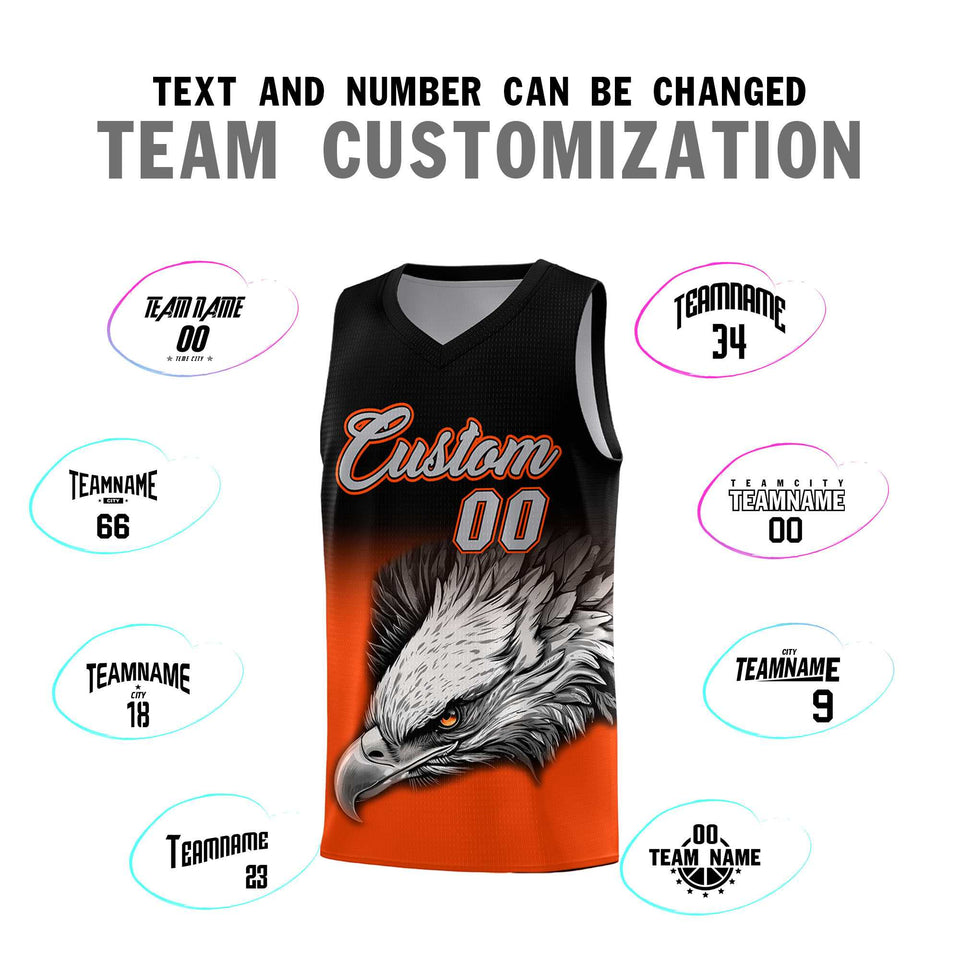 Custom Black Orange Eagle Pattern Graffiti Pattern Sports Uniform Basketball Jersey