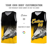 Custom Black Yellow Eagle Pattern Graffiti Pattern Sports Uniform Basketball Jersey