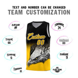 Custom Black Yellow Eagle Pattern Graffiti Pattern Sports Uniform Basketball Jersey