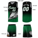 Custom Black Kelly Green Eagle Pattern Graffiti Pattern Sports Uniform Basketball Jersey