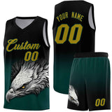 Custom Black Midnight Green Eagle Pattern Graffiti Pattern Sports Uniform Basketball Jersey