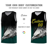 Custom Black Midnight Green Eagle Pattern Graffiti Pattern Sports Uniform Basketball Jersey