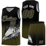 Custom Black Olive Eagle Pattern Graffiti Pattern Sports Uniform Basketball Jersey