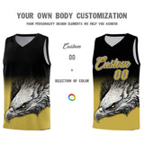 Custom Black Old Gold Eagle Pattern Graffiti Pattern Sports Uniform Basketball Jersey