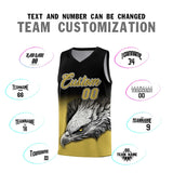 Custom Black Old Gold Eagle Pattern Graffiti Pattern Sports Uniform Basketball Jersey