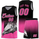 Custom Black Pink Eagle Pattern Graffiti Pattern Sports Uniform Basketball Jersey