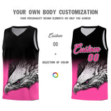 Custom Black Pink Eagle Pattern Graffiti Pattern Sports Uniform Basketball Jersey