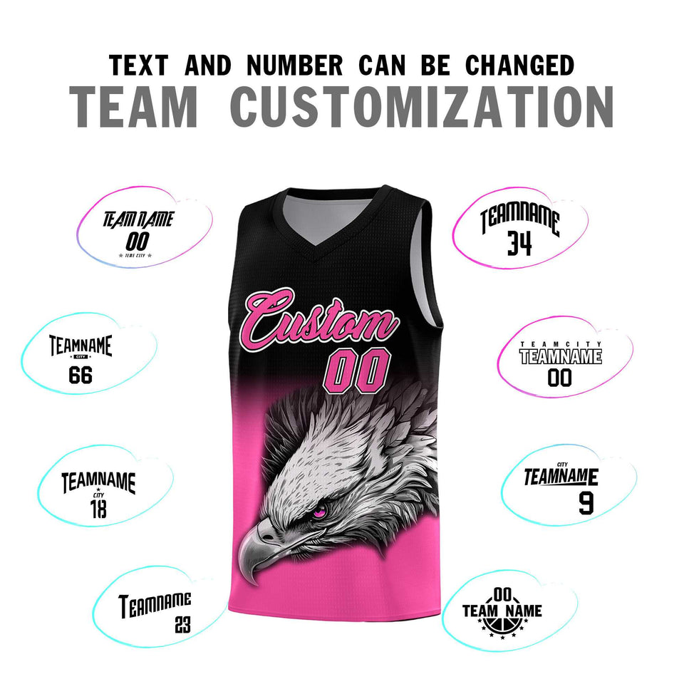 Custom Black Pink Eagle Pattern Graffiti Pattern Sports Uniform Basketball Jersey