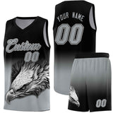 Custom Black Gray Eagle Pattern Graffiti Pattern Sports Uniform Basketball Jersey