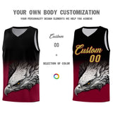 Custom Black Crimson Eagle Pattern Graffiti Pattern Sports Uniform Basketball Jersey