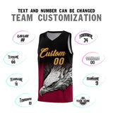 Custom Black Crimson Eagle Pattern Graffiti Pattern Sports Uniform Basketball Jersey