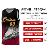 Custom Black Crimson Eagle Pattern Graffiti Pattern Sports Uniform Basketball Jersey
